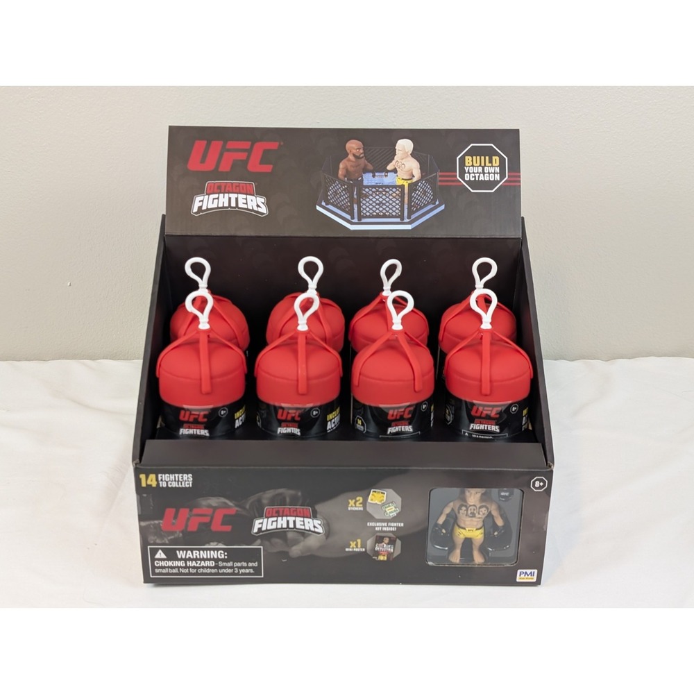 UFC Octagon Fighters Display Case & 8 SEALED Blind Pack Figure MMA Fighting 2025